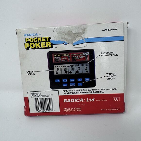 Vintage Radica Pocket Poker Model 1310 Hand Held Card Game Video Poker WORKS! - Picture 2 of 5